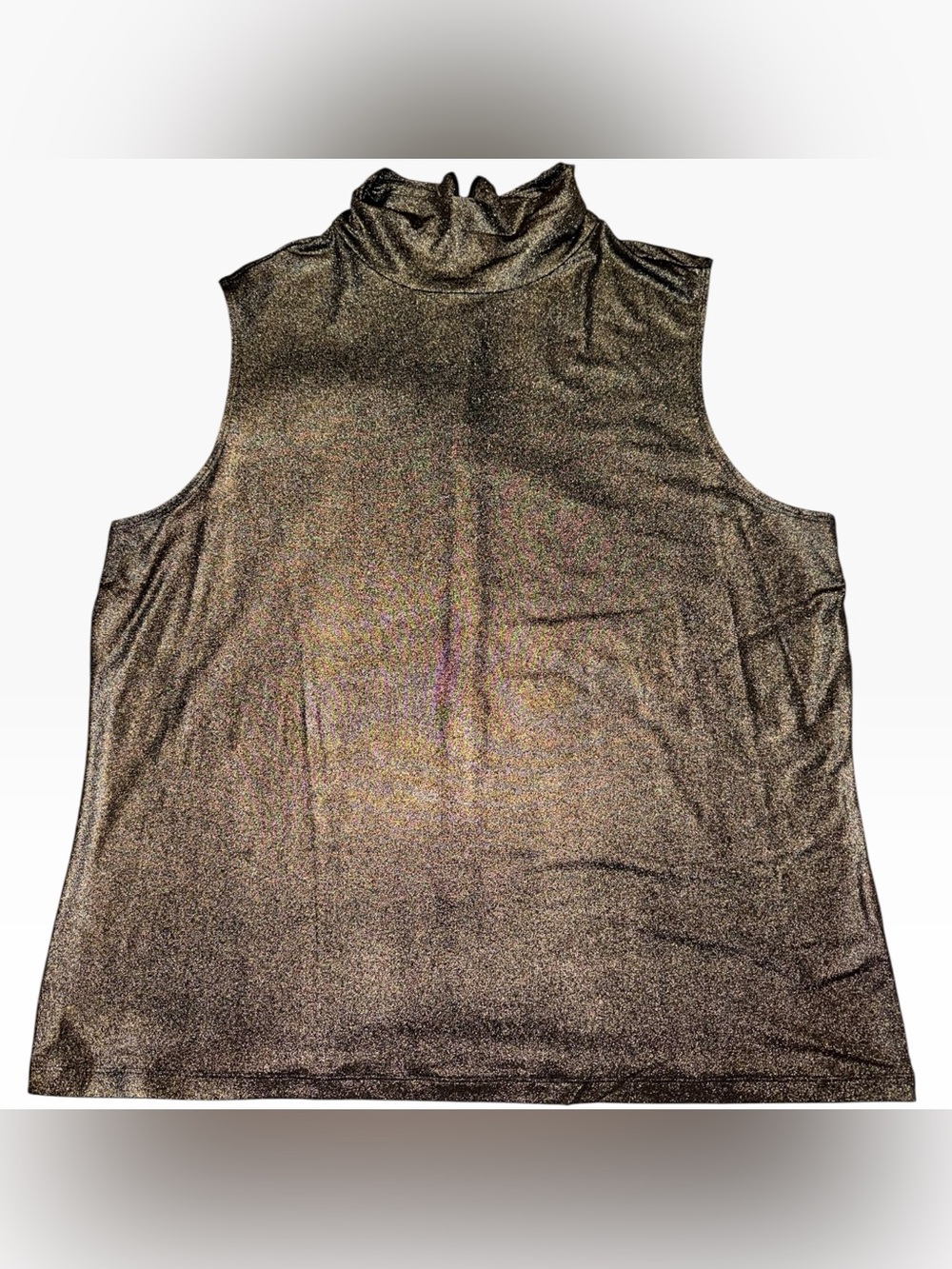 Laura Ashley Metallic Sleeveless Mock Neck Top - Gold